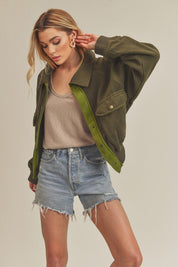 Women's Boxy Fit Cozy Bomber Jacket