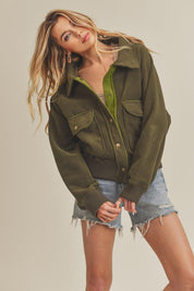 Women's Boxy Fit Cozy Bomber Jacket