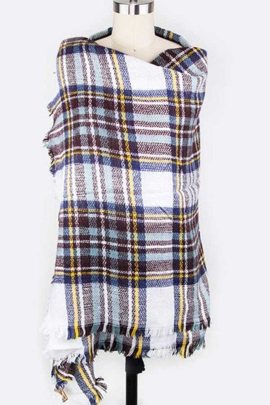 Women's Blanket Scarf - Multicolor Plaid Wrap