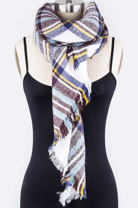 Women's Blanket Scarf - Multicolor Plaid Wrap