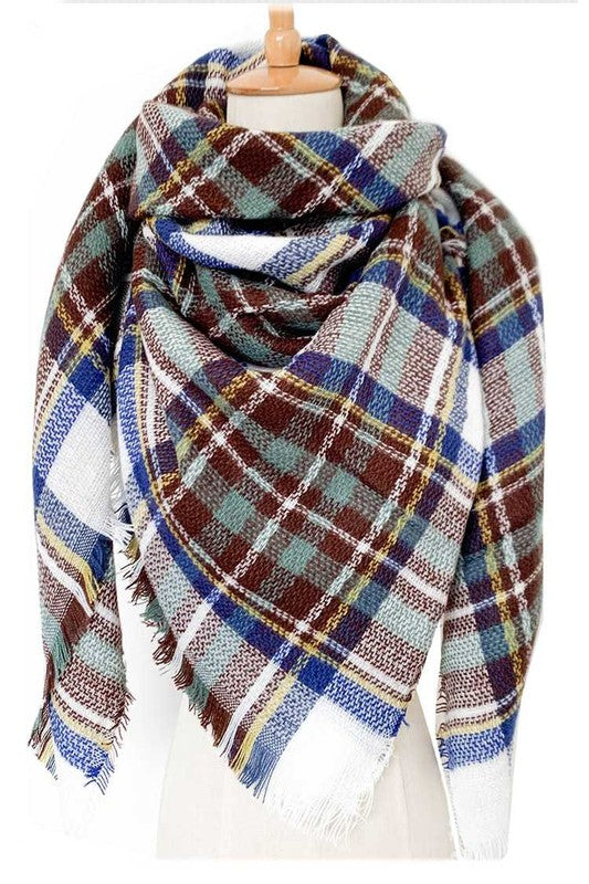 Women's Blanket Scarf - Multicolor Plaid Wrap