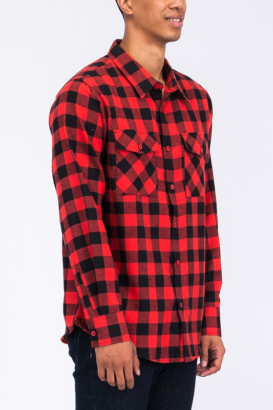 Men's Regular Fit Checker Plaid Flannel Shirt