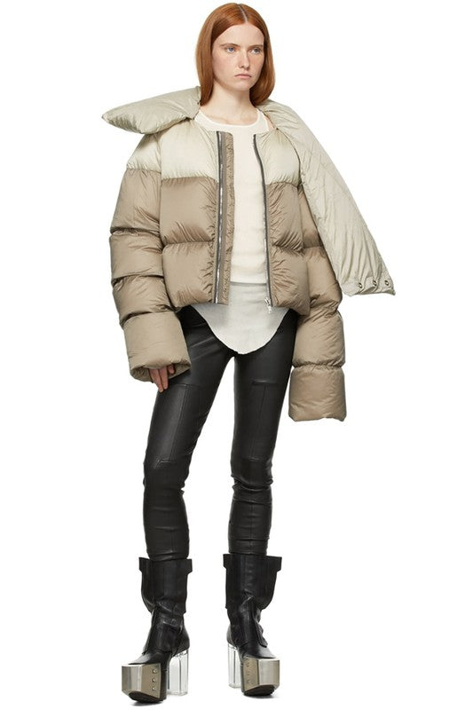 Women's Stylish Puffer Jacket with Neckerchief Design