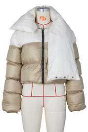 Women's Stylish Puffer Jacket with Neckerchief Design