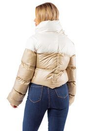 Women's Stylish Puffer Jacket with Neckerchief Design