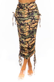 Women's Ruched Pencil Maxi Skirt with Elastic Waist