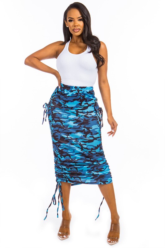 Women's Ruched Side Pencil Maxi Skirt