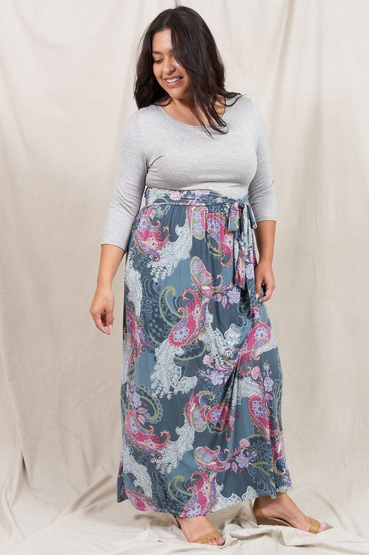 Women's Plus Size Sash Maxi Dress with Pockets