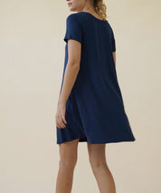 Women's Short Sleeve Bamboo Viscose Dress with Pockets