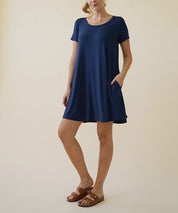 Women's Short Sleeve Bamboo Viscose Dress with Pockets