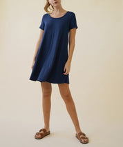 Women's Short Sleeve Bamboo Viscose Dress with Pockets