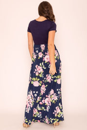 Women's Short Sleeve Floral Maxi Dress