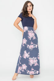 Women's Floral Short Sleeve Maxi Dress