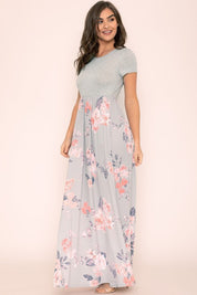 Women's Floral Short Sleeve Maxi Dress