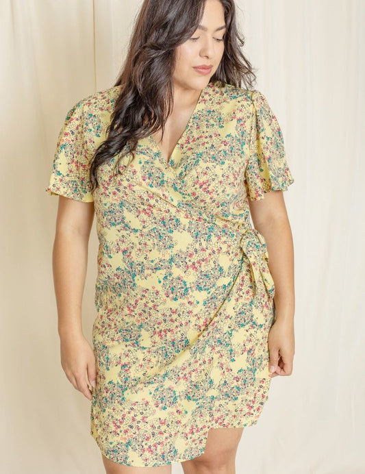 Women's Plus Ditsy Floral Wrap Dress