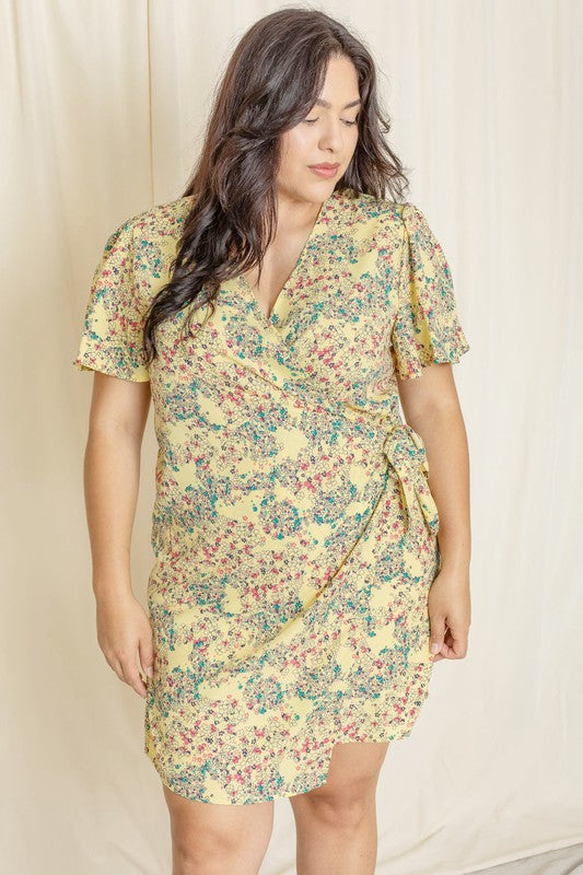 Women's Plus Ditsy Floral Wrap Dress