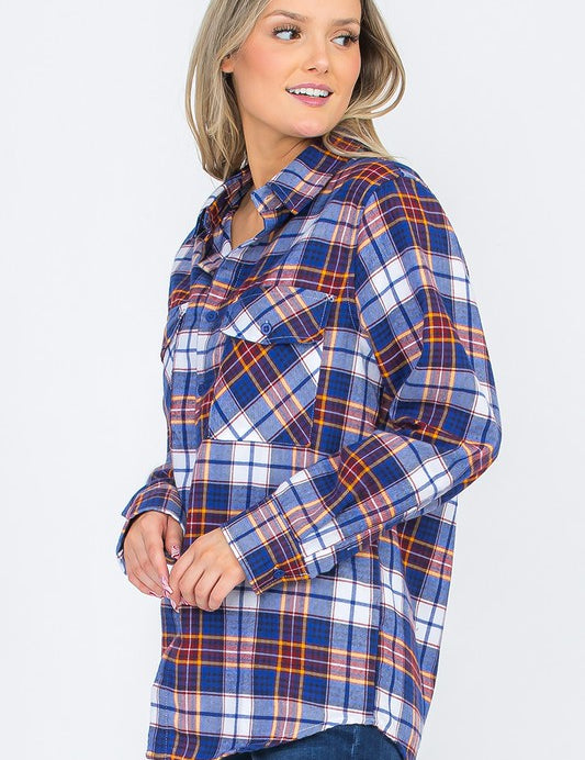 Women's Oversized Plaid Flannel Shirt