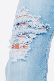 Women's High Rise Wide Leg Ripped Jeans