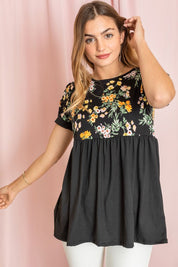 Women's Floral Puff Sleeve Baby Doll Tunic