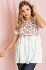 Women's Floral Puff Sleeve Baby Doll Tunic