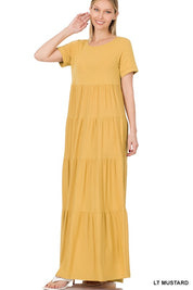 Women's Short Sleeve Tiered Maxi Dress