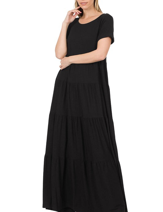 Short Sleeve Tiered Maxi Dress