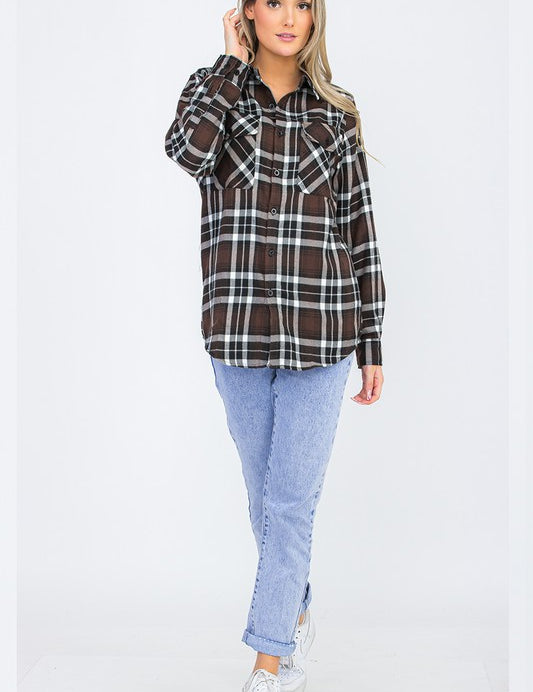 Womens Boyfriend Flannel Shirt S-L ONLY