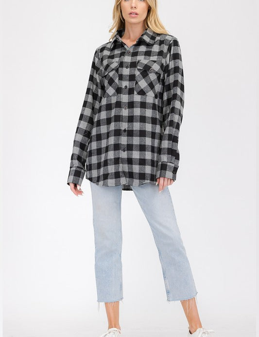 Womens Boyfriend Flannel Shirt S-L ONLY