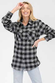 Women's Boyfriend Style Long Sleeve Flannel Shirt