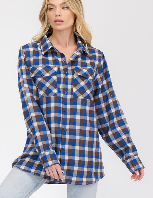 Womens Boyfriend Flannel Shirt S-L ONLY