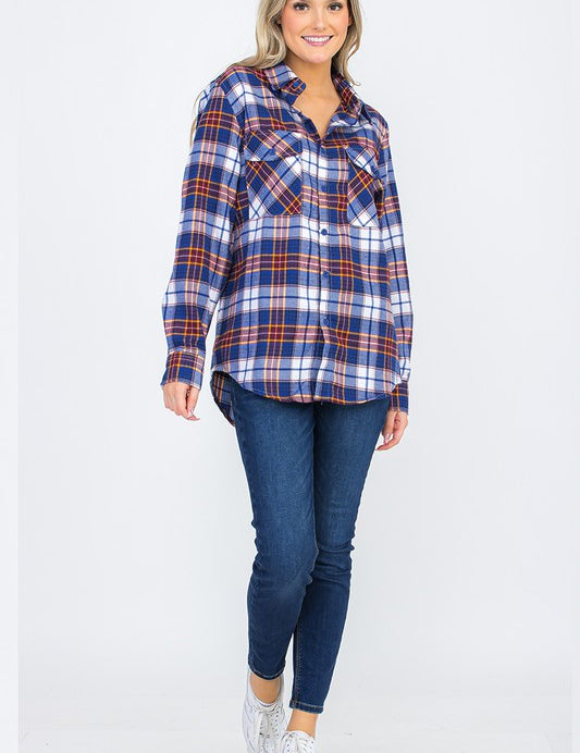 Womens Boyfriend Flannel Shirt S-L ONLY