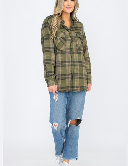 Womens Boyfriend Flannel Shirt S-L ONLY