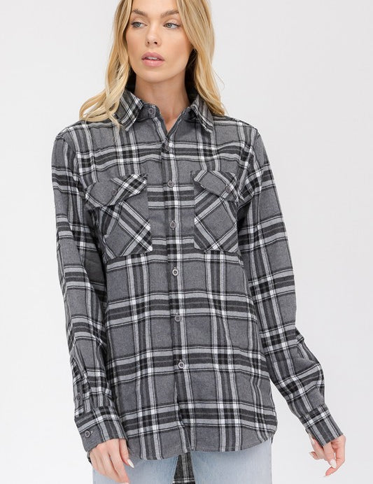 Women's Boyfriend Long Sleeve Flannel Shirt