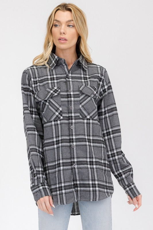 Women's Boyfriend Long Sleeve Flannel Shirt