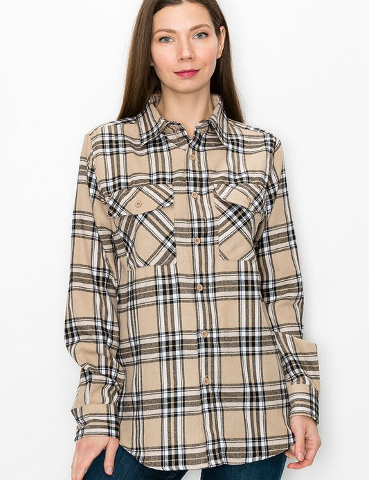 Women's Boyfriend Long Sleeve Flannel Shirt