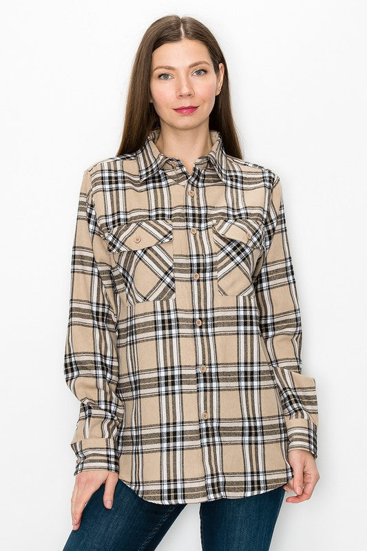 Women's Boyfriend Long Sleeve Flannel Shirt