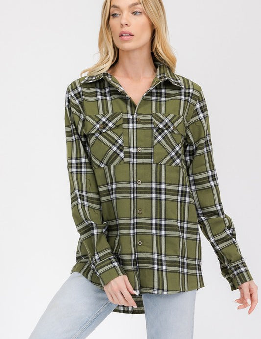 Women's Boyfriend Long Sleeve Flannel Shirt