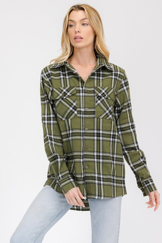 Women's Boyfriend Long Sleeve Flannel Shirt