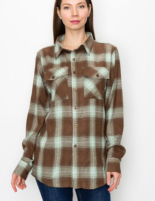 Women's Boyfriend Long Sleeve Flannel Shirt