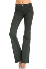 Women's Mid Rise Flare Bell Bottom Jeans with Raw Hem