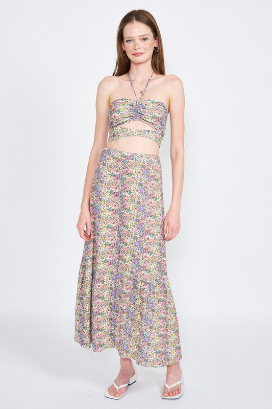 Women's Floral Button-Up Maxi Skirt