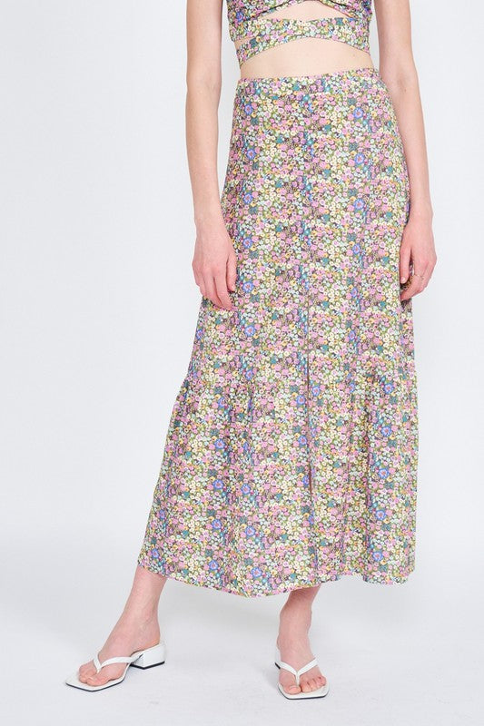 Women's Floral Button-Up Maxi Skirt