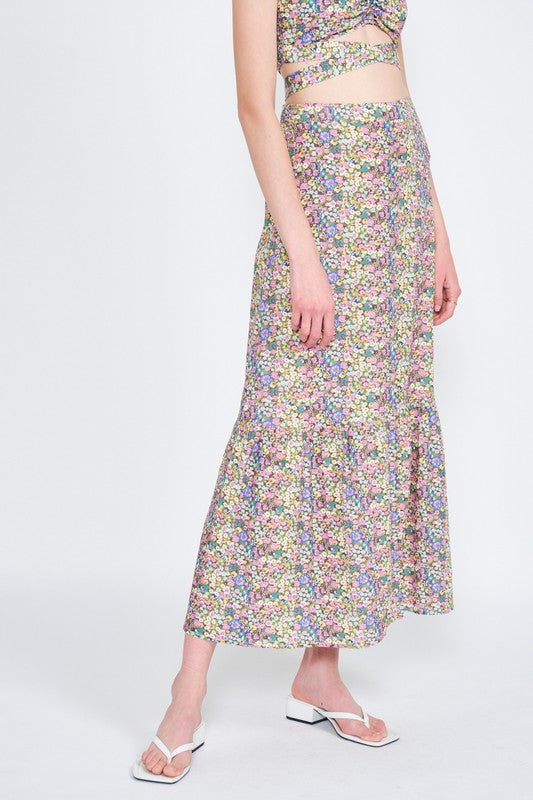 Women's Floral Button-Up Maxi Skirt