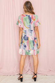 Women's Tie Dye Ruffle Tiered Midi Dress