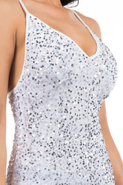 Women's Sleeveless Sequin V-Neck Party Dress