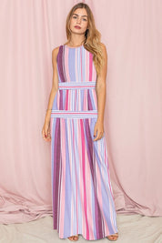 Women's Sleeveless Striped Maxi Dress