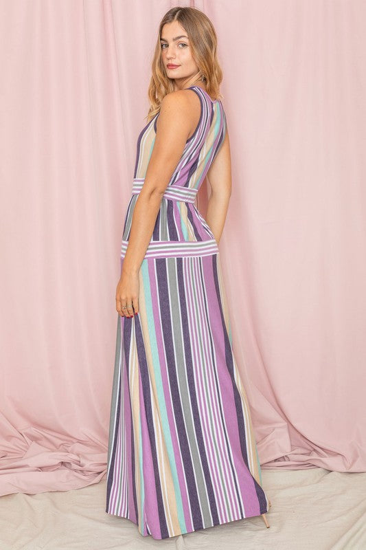 Women's Sleeveless Striped Maxi Dress