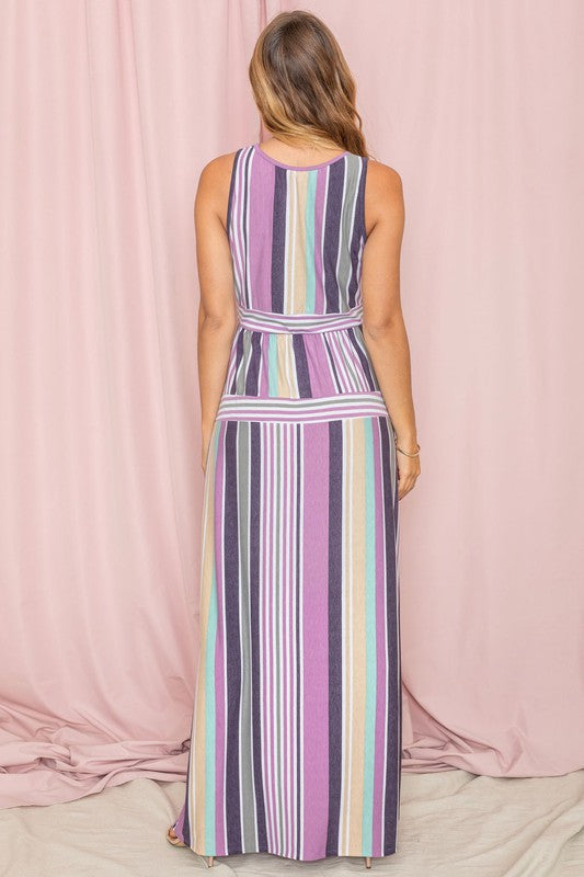 Women's Sleeveless Striped Maxi Dress