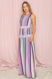 Women's Sleeveless Striped Maxi Dress