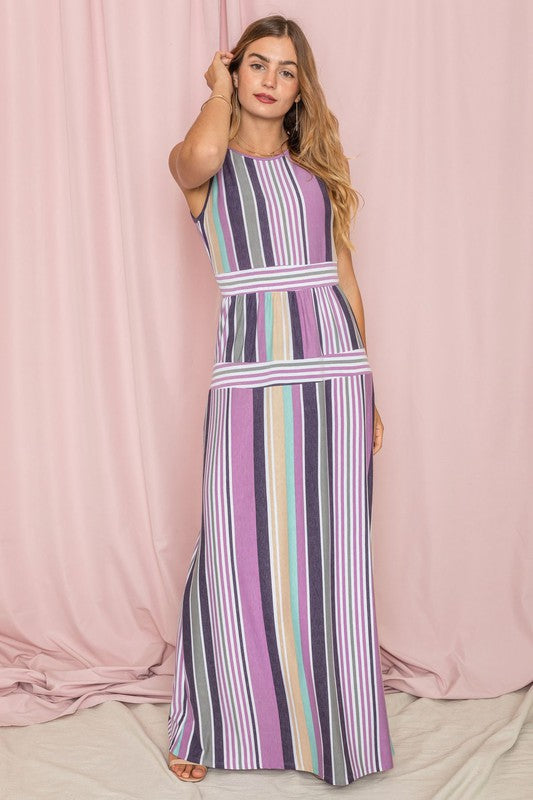 Women's Sleeveless Striped Maxi Dress